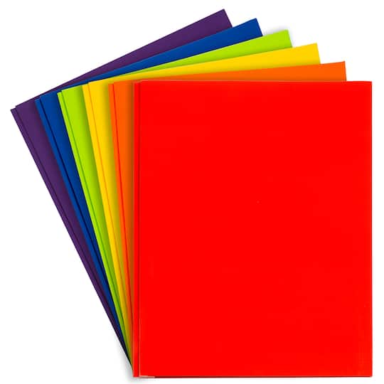 JAM Paper Primary Glossy Laminated Two Pocket Folders With Clasps, 6ct.